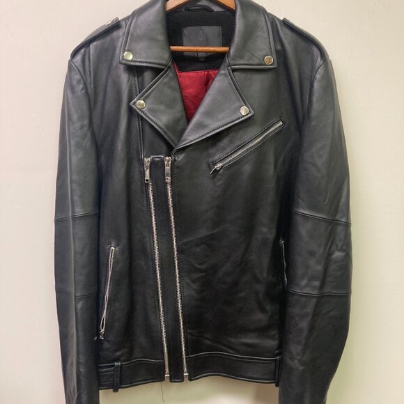 Cadogan Men's Black Leather Motorcycle Jacket SZ Medium New without tags - Picture 9 of 12